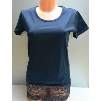 Dámské tričko Dámské bavlněné dlouhé triko s krajkou 40/42, trička, tílka,