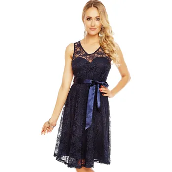 Dámské šaty Mayaadi Plesové šaty krátké s krajkou modré hs 390 Velikost: L/40