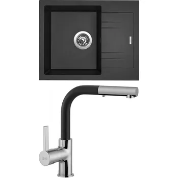 Granitový dřez Sinks Linea 600 N Metalblack 74 + baterie Enigma S Metalblack 74