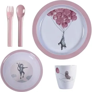 dětská jídelní sada Dětský jídelní set In the Sky růžový