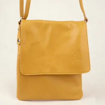 Kabelka Tmavěžlutá malá kožená crossbody kabelka no. 8866