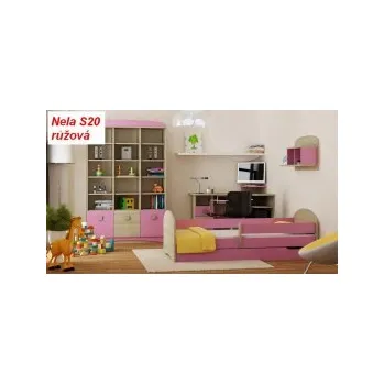 Dětská postel Postel Nela N20S 180/90 cm - RŮŽOVÁ + matrace a rošt ZDARMA