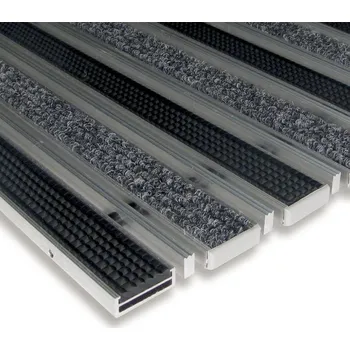 Rohožka Textilní gumová hliníková kartáčová vstupní rohož FLOMA Alu Low Extra - 150 x 100 x 1 cm