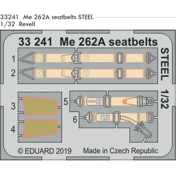 Plastikový model Eduard 1/32 Me 262A seatbelts STEEL (REVELL)