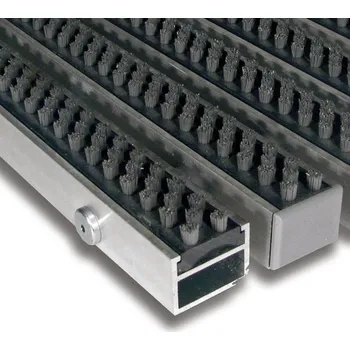 Rohožka Šedá hliníková čistící kartáčová venkovní vstupní rohož Alu Super - 100 x 150 x 2,7 cm