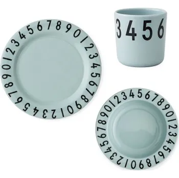 dětská jídelní sada Dětská jídelní sada Numbers zelená – set 3 ks