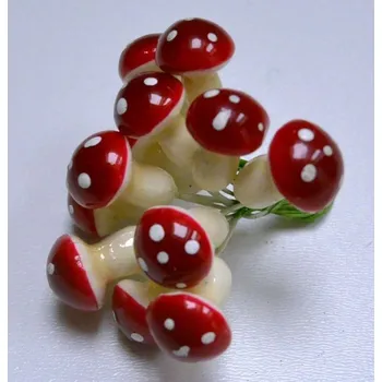 Mochomůrky 1,5 x 2,5 cm - na drátku - svazek 12ks