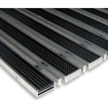 Rohožka Gumová hliníková kartáčová venkovní vstupní rohož FLOMA Alu Low Extra - 100 x 150 x 1 cm