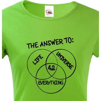 Dámské tričko Dámské tričko Answer is 42, Barva Zelená, Velikost XL, Canvas Dámské tričko s krátkým rukávem Bezvatriko.cz 1
