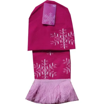 Čepice xcena Zimní set růžový s vločkou