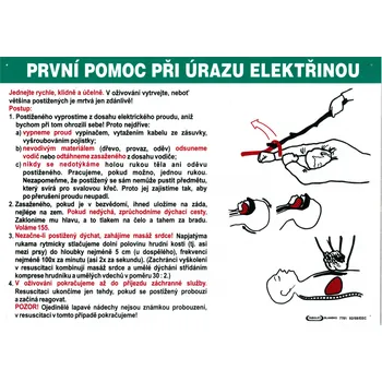 Značení První pomoc při úrazu elektřinou (plast tl. 1 mm, A3)