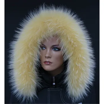 Špongr Kožešina lem / límec na kapuci z finského mývalovce 10094 ŽLUTÁ