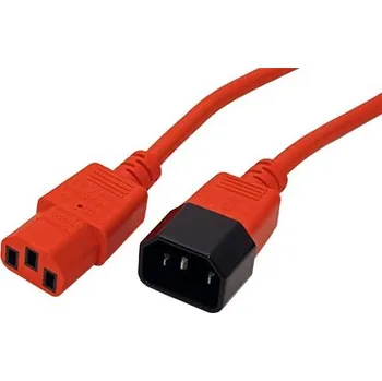 Napájecí kabel ROLINE Kabel síťový prodlužovací IEC320 C14 - IEC320 C13, 0,8m, červený - 19.08.1525
