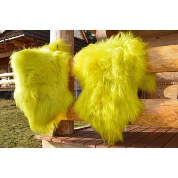 Koberec Islandská ovčí kožešina žlutá rozměr: XL 101-120 x61-80 cm