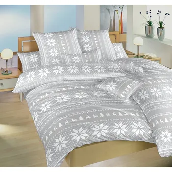 Povlečení Dadka Vracov Sobi šedé 140 x 200, 70 x 90 cm, zipový uzávěr