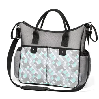 Přebalovací taška BabyOno Basic So City ornament šedá/mátová