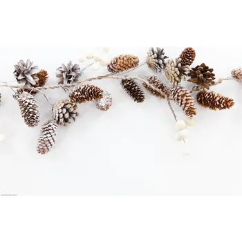 Vánoční dekorace Girlanda šišky/pvc 100cm natural/bílá (772777)