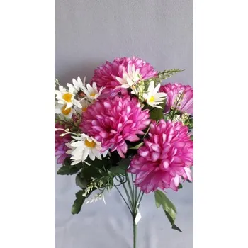 umělá květina Chryzantéma kytice, 5 barev, Barva fialová X186