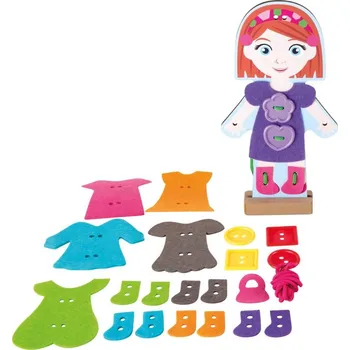 Dřevěná hračka Legler Provlékání - oblékání holčička