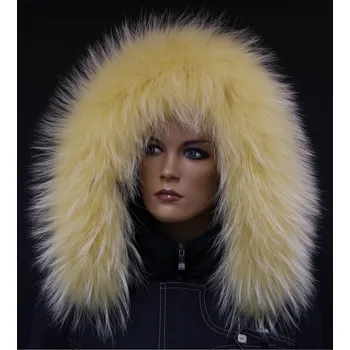 Špongr Kožešina lem / límec na kapuci z finského mývalovce 10091 ŽLUTÁ