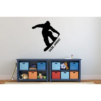 Samolepící dekorace Lepy.cz Samolepka na zeď Snowboardista + text Velikost (šířka x výška): 90x93cm, Barevná varianta: Světle růžová