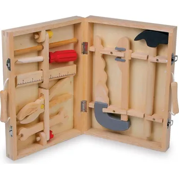 Dřevěná hračka Small Foot Dřevěný kufr s nářadím pro děti, 29x21 cm