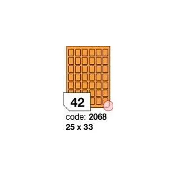 Samolepící etiketa Oranžové fluo etikety Rayfilm R0133.2068F, 25x33 mm, 1.000 listů A4, 42000 etiket