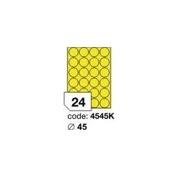 Samolepící etiketa Žluté samolepicí etikety Rayfilm R0121.4545KF, 45x45 mm, 1.000 listů A4, 24000 etiket