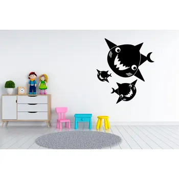 Samolepící dekorace Lepy.cz Samolepka na zeď Žraloci Velikost (šířka x výška): 65x73cm, Barevná varianta: Světle červená