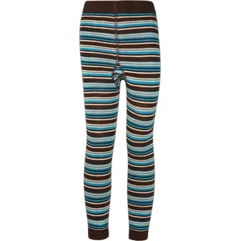 České legíny kamaše punčocháče bez ťapek TREPON Adélka pruhované hnědotyrkysové velikost oblečení - děti: 98/104