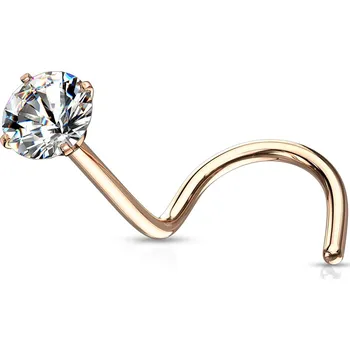 Piercing Šperky4U Zlacený zahnutý piercing do nosu - čirý zirkon - N0136RD-020