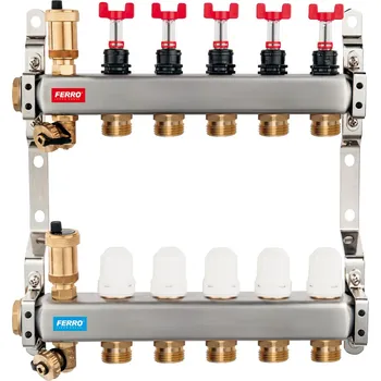 Novaservis Rozdělovač nerez s průtokoměry a uzavíracími ventily, 9 okruhů
