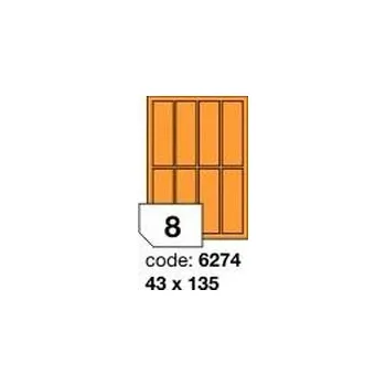 Samolepící etiketa Oranžové fluo etikety Rayfilm R0133.6274F, 43x135 mm, 1.000 listů A4, 8000 etiket
