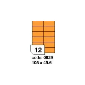 Samolepící etiketa Oranžové fluo etikety Rayfilm R0133.0929F, 105x49,6 mm, 1.000 listů A4, 12000 etiket