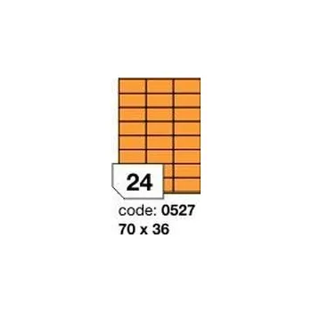 Samolepící etiketa Oranžové fluo etikety Rayfilm R0133.0527F, 70x36 mm, 1.000 listů A4, 24000 etiket