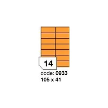 Samolepící etiketa Oranžové fluo etikety Rayfilm R0133.0933F, 105x41 mm, 1.000 listů A4, 14000 etiket