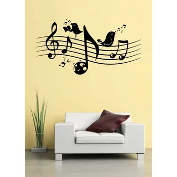 Samolepící dekorace Samolepka na zeď Notová osnova se skřivánky (dekorace na zeď)