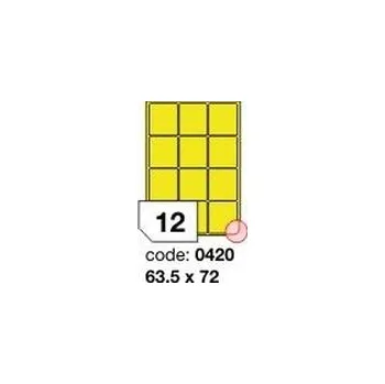 Samolepící etiketa Žluté samolepicí etikety Rayfilm R0121.0420F, 63,5x72 mm, 1.000 listů A4, 12000 etiket