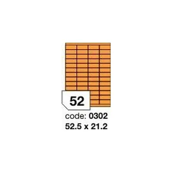 Samolepící etiketa Oranžové fluo etikety Rayfilm R0133.0302F, 52,5x21,2 mm, 1.000 listů A4, 52000 etiket