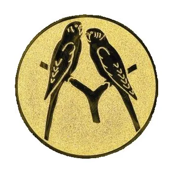 Emblém papoušci Barva: zlato, Průměr: 2,5 cm