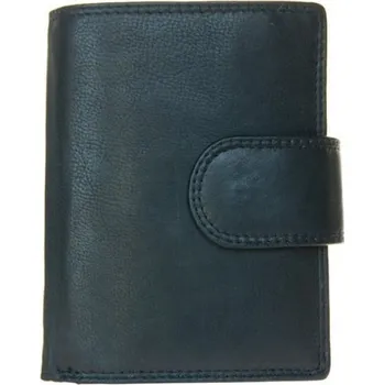 Peněženka Černá kožená peněženka Kabana bez značek a nápisů s upínkou, do které se vejde až 20 karet