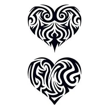 Odstranitelné tetování Dvě vyřezávaná srdce - tribal nalepovací tetování
