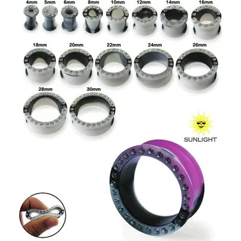 Piercing Piercingate Tunel do ucha - měnící barvu PTP00144 - Barva/Motiv: Bílá/Černá, Průměr Tunely, plugy, roztahováky: 30 mm