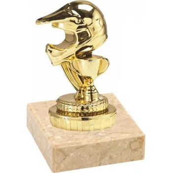 Figurka zlatá motokros helma Barva: Zlatá, Výška: 10 cm
