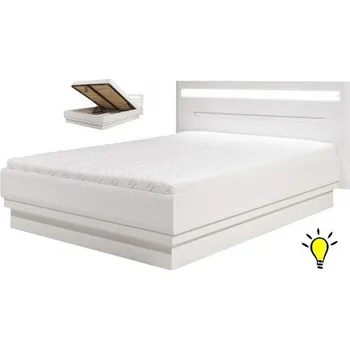 Postel Moderní postel Irma 140x200cm s úložným prostorem a osvětlením - bílá