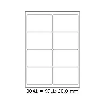 Speciální papír Samolepicí etikety 99,1 x 68 mm, 8 etiket, A4, 100 listů