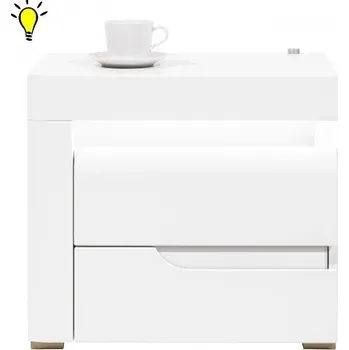 Noční stolek Noční stolek Irma s osvětlením, levý - bílý