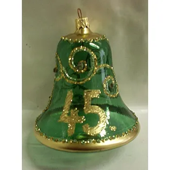 Domovní zvonek Zvonek jubilejní skleněný 45 zelený zlacený průhledný