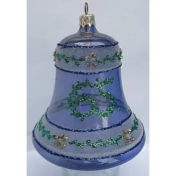 Zvonek na kolo Zvonek jubilejní skleněný 65 modrý zlacený průhledný