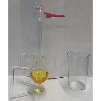 Čáp skleněný pijící vodu kývající Maxi retro dekorace Žlutý